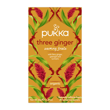  Pukka Organic Herbal Tea Ginger Herbal Teas Three Ginger Tea  with Galangal & Turmeric 20 Tea Bags : Grocery & Gourmet Food