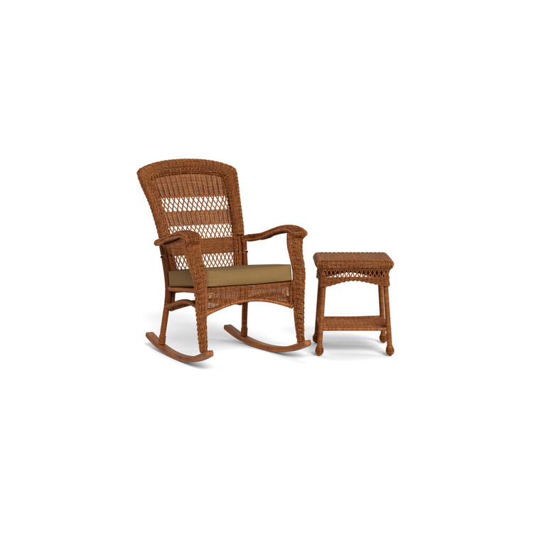 Portside Plantation Wicker Rocking Chair and Side Table (Southwest Amber)