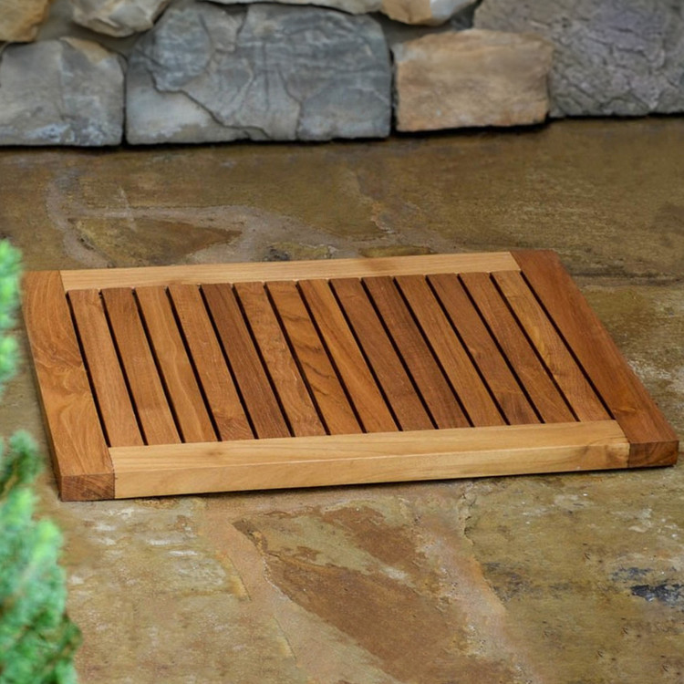 teak bath mat