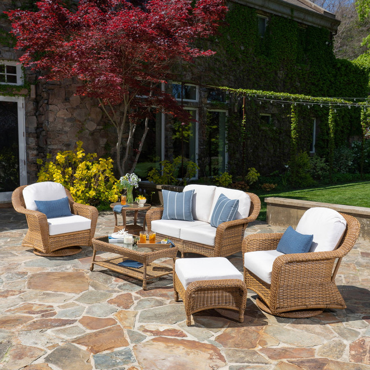 Outdoor Wicker Seating Set Swivel Gliders