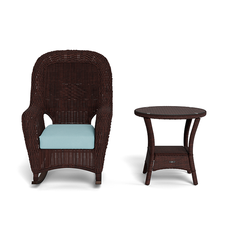 Sea Pines Wicker 2pc Rocking Chair and Side Table Set (Java)