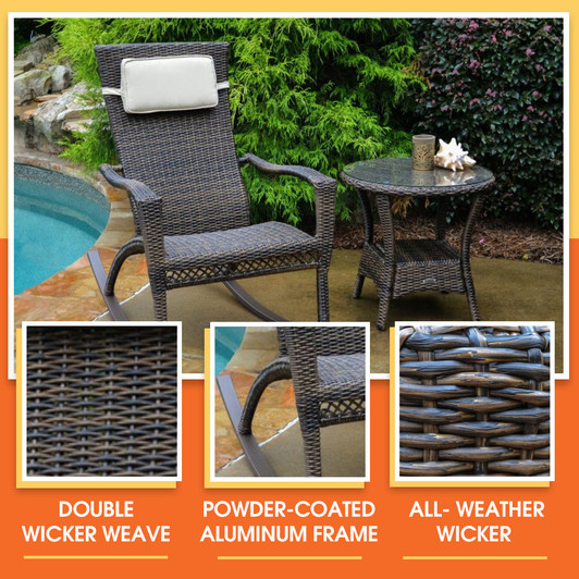 Maracay Oversized Outdoor Wicker 2pc Rocking Chair Set