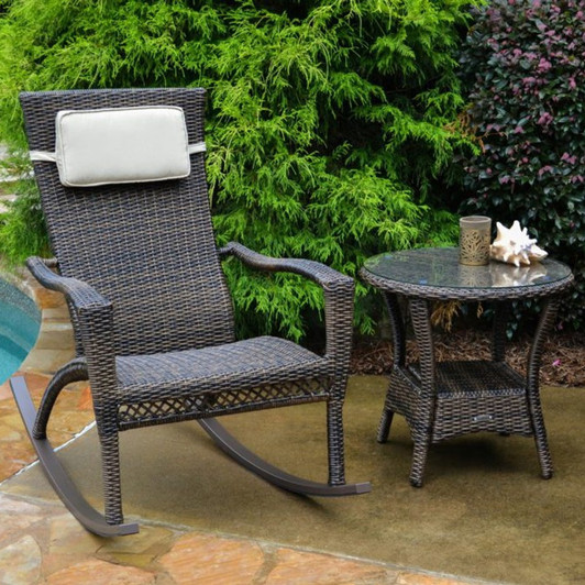 Maracay Oversized Outdoor Wicker 2pc Rocking Chair Set