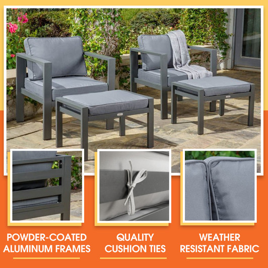Aluminum 4pc outdoor seating set