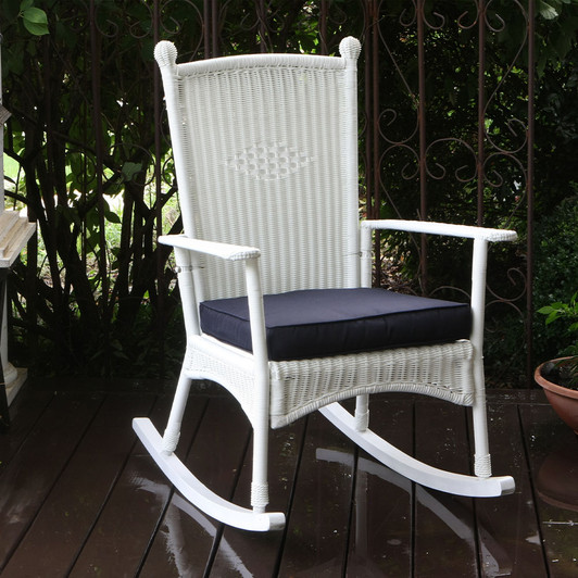 white rattan rocking chair