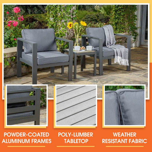 Compact 3-piece garden seating set