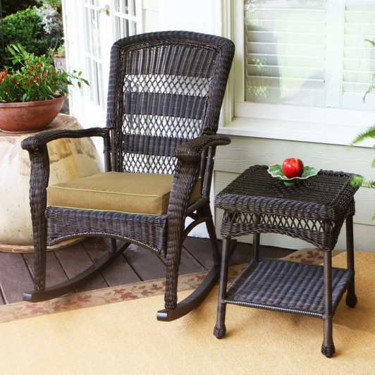 black wicker rocking chair