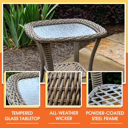 Wicker patio accent table