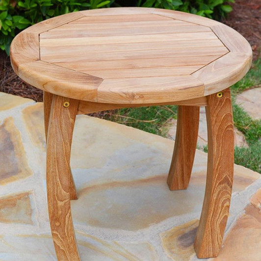 round teak side table