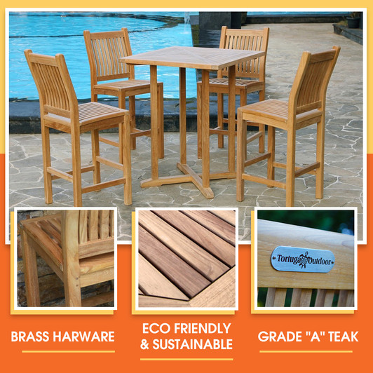 square wood bar table set