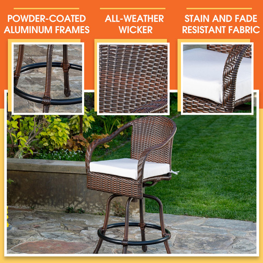 wicker bar stool chairs All weather
