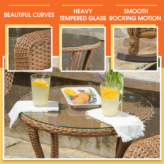 Sea Pines Wicker 2pc Rocking Chair and Side Table Set