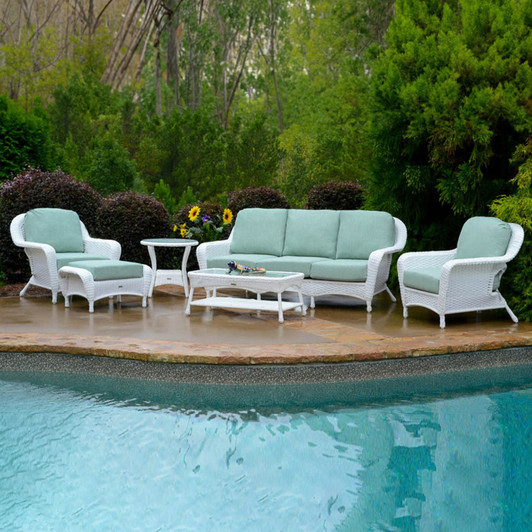 White weather-resistant wicker sofa set