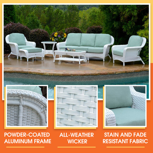 White All-weather wicker with powder-coated aluminum