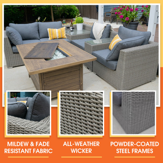 outdoor sectional with fire table