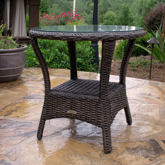 Bayview Outdoor Wicker Side Table (Pecan)