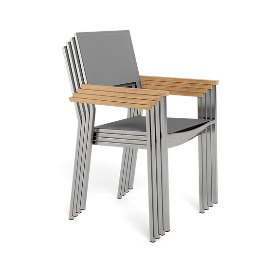 Sling Dining Chairs with Indonesian Teak Accent, Set of 4