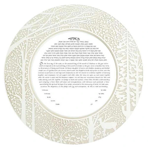 Forest Ketubah papercut design in opal by Melanie Dankowicz Forest Ketubah papercut design in opal by Melanie Dankowicz