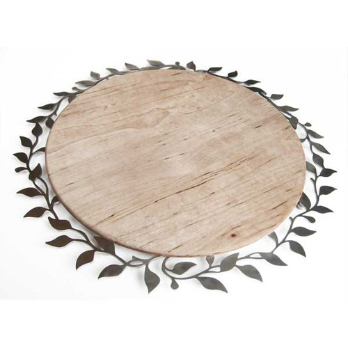 Maple Wood Challah Board with stainless steel vine by Melanie Dankowicz Maple Wood Challah Board with stainless steel vine by Melanie Dankowicz
