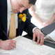 Groom signing Terrace Papercut Ketubah during wedding ceremony by Melanie Dankowicz Groom signing Terrace Papercut Ketubah during wedding ceremony by Melanie Dankowicz