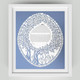 Blooming Tree Oval Ketubah cut from Dusty Blue - Melanie Dankowicz Blooming Tree Oval Ketubah cut from Dusty Blue - Melanie Dankowicz