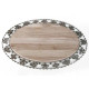 Wooden oval challah board with flower motif cut from stainless steel — Melanie Dankowicz