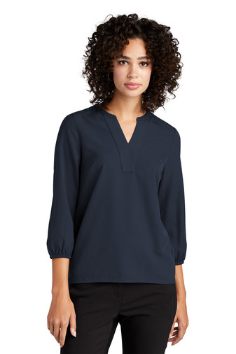 Mercer+Mettle Womens Stretch Crepe 3/4-Sleeve Blouse