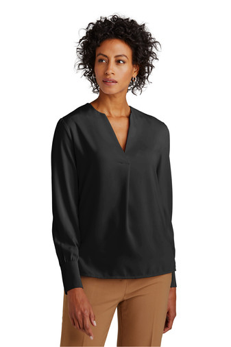 Brooks Brothers Womens Open-Neck Satin Blouse