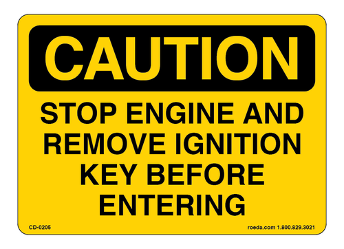 CD-0205 Caution Stop Engine And Remove Key Decal