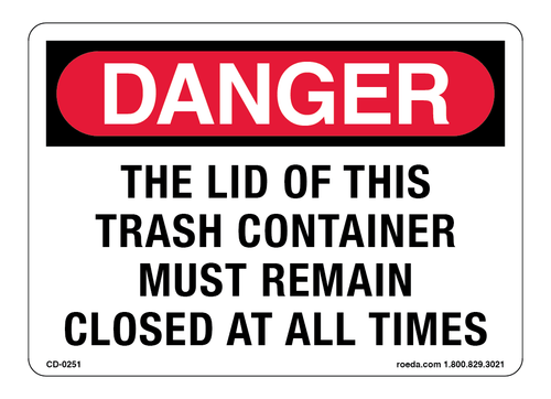 CD-0251 Danger The Lid Of This Trash Decal