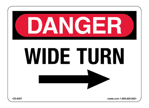 CD-0257 Danger Wide Turn (Right) Decal