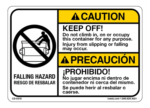 CD-0318 Caution Keep Off Falling Hazard / Spanish Decal