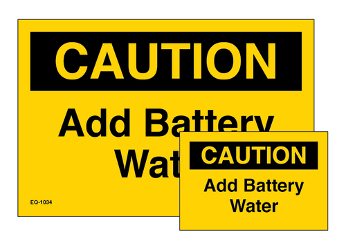 EQ-1034 Caution Add Battery Water - Combo Decal