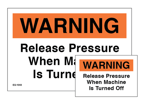 EQ-1043 Warning Release Pressure - Combo Decal
