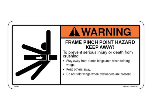 EQ-1061 Frame Pinch Point Hazard Decal