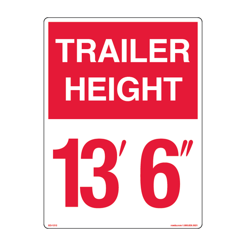EQ-1212 Trailer Height 13'6" Decal