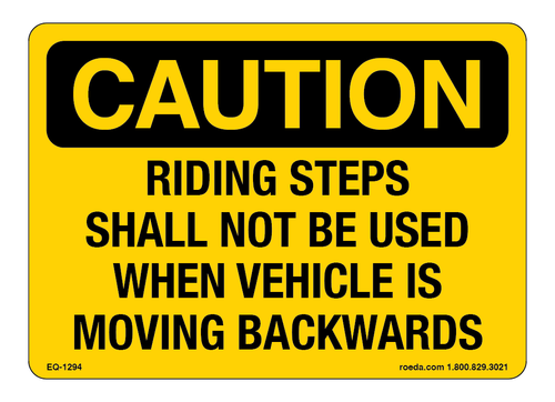 EQ-1294 Caution Riding Steps Shall Not Be Used When Decal