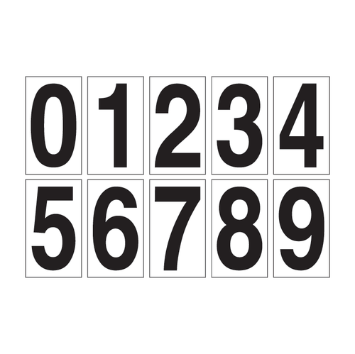 EQ-1301 2" x 3.5" Numbering Decals 0 - 9 (Pack of 100)