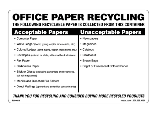 RD-0814 Office Paper Recycling Decal