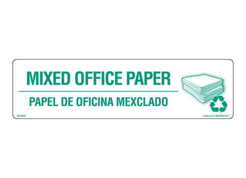 RD-0820 Mixed Office Paper Only / Spanish Decal