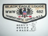 Order of the Arrow Lodge #482 Black Eagle f4 Flap Patch, some soiling