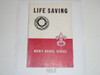 Life Saving Merit Badge Pamphlet, Type 5, Red/Wht Cover, 6-50 Printing