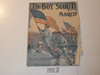 1911 The Boy Scouts March Sheet Music, by Ella V. Herman, shows wear