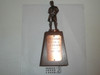 1960s mckenzie Boy Scout Trophy on wood stand, Copper finish