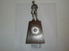 1960s mckenzie Boy Scout Trophy on wood stand, Pewter finish, Region 12 Projessional Scouter Award