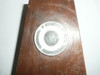 1960s mckenzie Boy Scout Trophy on wood stand, Pewter finish, Region 12 Projessional Scouter Award