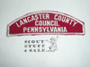 Lancaster County Council Pennsylvania Red/White Council Strip, lite use - Boy Scout