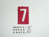 Old Red Troop Numeral "7", twill, sewn