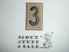 Tan Troop Numeral "3", twill, current