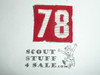 1930's Red Troop Numeral "78", felt, a couple small moth nibbles at edge
